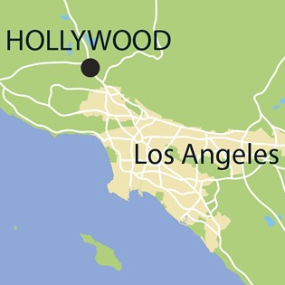 California Hollywood locator map 