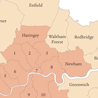 Greater London boroughs map 
